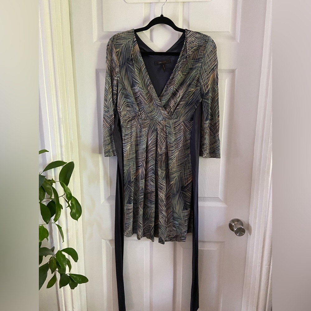BCBG Elegant Multicolor V-Neck Women's Dress
